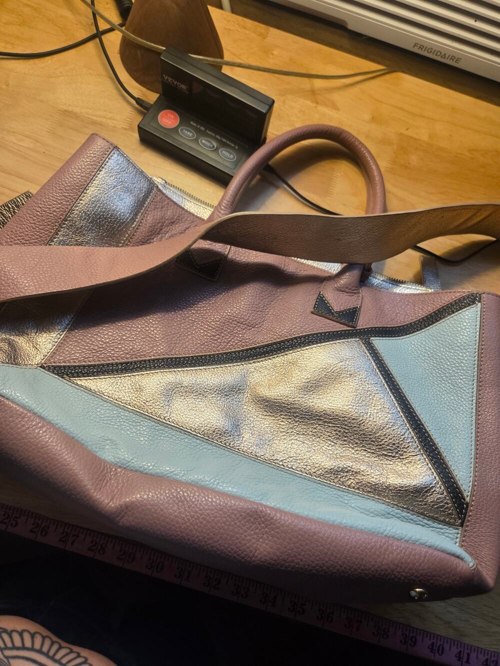 Victoria Napoli made in Italy 100% genuine leather blush pink large purse